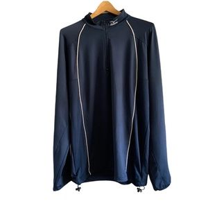 MIZUNO Men's (Size Large) Blue Long Sleeve Athletic 1/4 Zip Shirt Golf Baseball